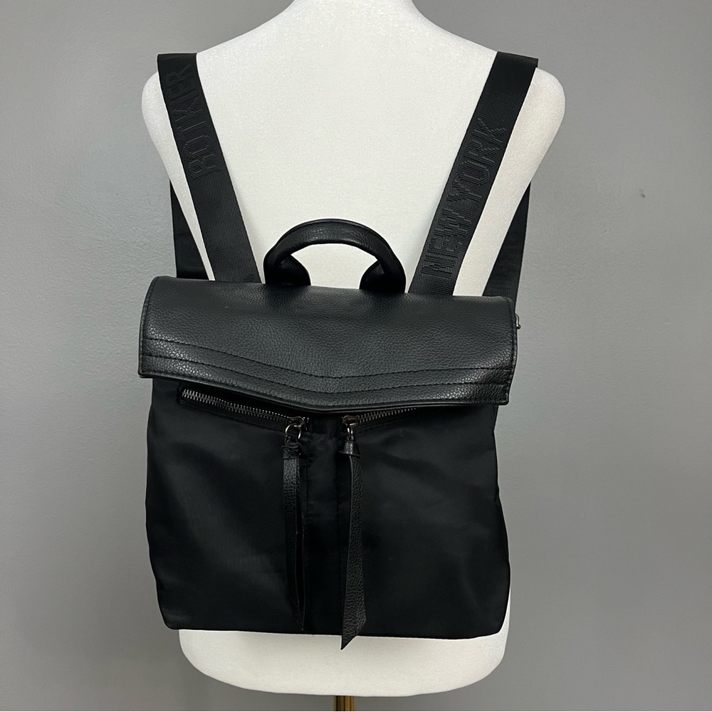 Botkier New York Mini Trigger Backpack Black Faux Leather and Nylon Pockets